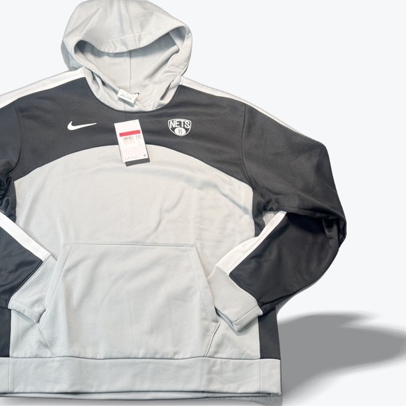Nike Therma Fit Hoodie Brooklyn Nets Mens Large Loose Fit Basketball Pullover